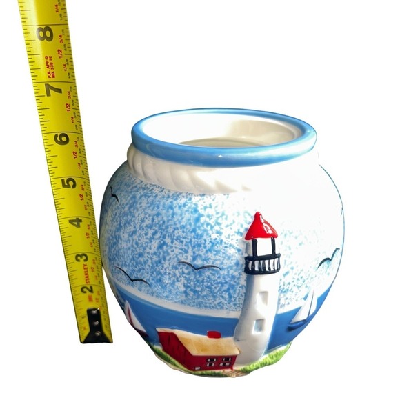 Casa Vero By ACK Hand Painted Ceramic Lighthouse Canisters Set 3 PCS - Picture 15 of 16